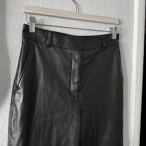 Aritzia Babaton Command Faux Leather Pants Black Size 8 Straight Leg High Waist - Picture 8 of 10